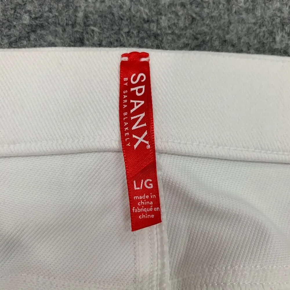 Spanx Leggings Womens L Large Green White Cropped Knit Ankle Skinny Stretch
